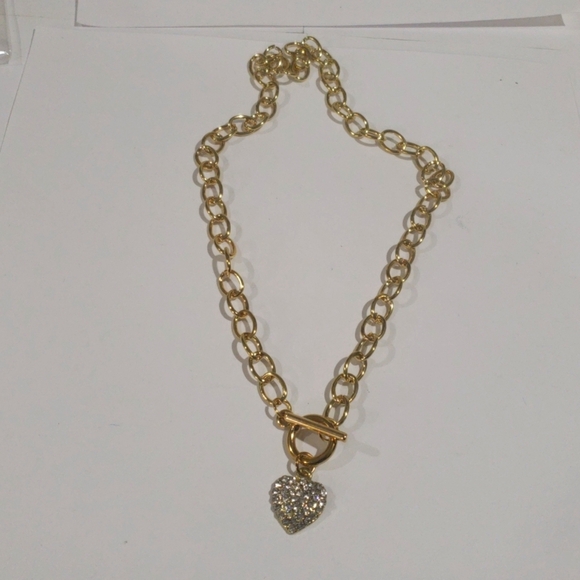 Dazzling Crystal Heart Pendant 20-inch Necklace - Gold Women's Fashion Jewelry - Picture 7 of 8